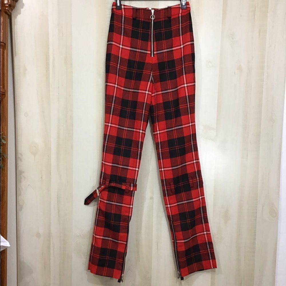Dilara Findikoglu Mason Red Trousers Tartan Plaid Wool Trousers Size Medium — image 2 of 8